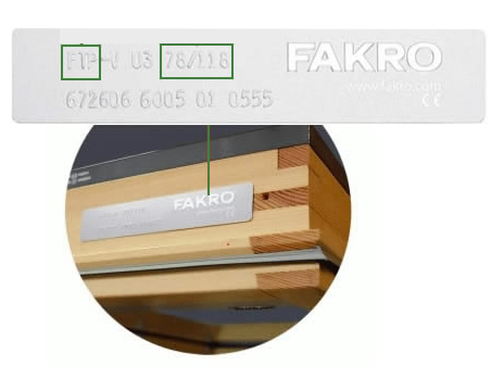 Tabliczka znamionowa FAKRO z kodem FTP 78/118